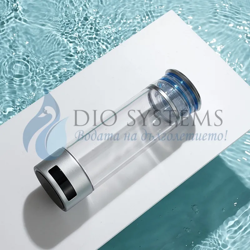 
                    Бутилка за водородна вода DIO HG PRO, 9000 ppb, SPE/PEM мембрана, инхалатор, 380 мл