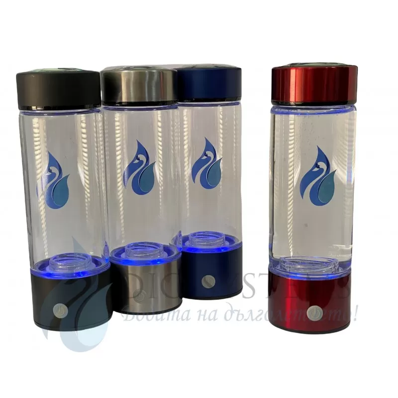 
                    Бутилка за водородна вода DIO HG, 1200 ppb, SPE/PEM мембрана, боросиликатно стъкло, 450 мл